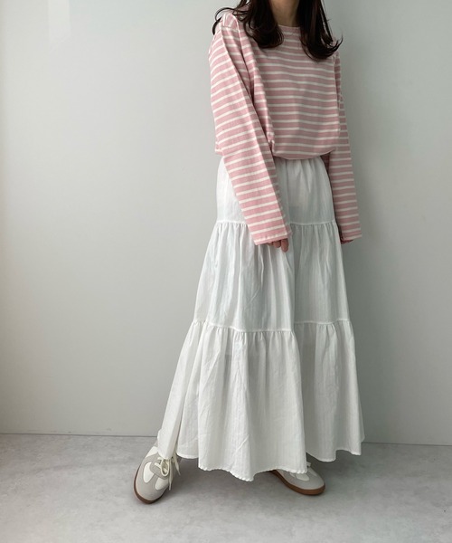 LE MORE（リモア）の「カラーボーダーバスクロングTEE（Tシャツ/カットソー・レディース・アイボリー/ブルー/ピンク・FREE）」の18枚目の写真