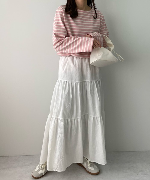 LE MORE（リモア）の「カラーボーダーバスクロングTEE（Tシャツ/カットソー・レディース・アイボリー/ブルー/ピンク・FREE）」の19枚目の写真