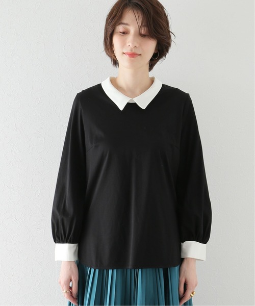 La TOTALITE（ラトータリテ）の「《追加》配色襟プルオーバー（Tシャツ/カットソー・レディース・ブラック・FREE）」の4枚目の写真