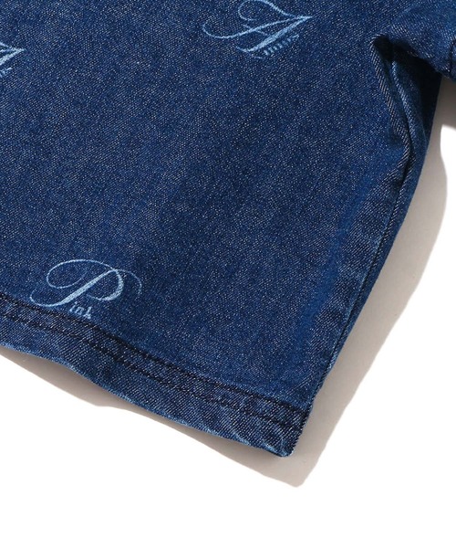 atmos pink（アトモスピンク）の「atmos pink 総柄ロゴデニムZIPトップス（デニムジャケット・レディース・ホワイト/ブラック/ブルー・FREE）」の7枚目の写真