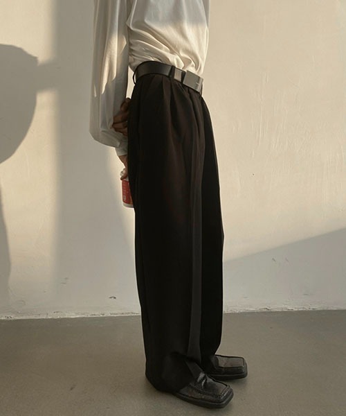 WESTBOY(ウエストボーイ)の「ダブルタックワイドスラックス WOG22S2PT07【WB ORIGINALS】(スラックス・メンズ・ブラック/ホワイト・L/M/XL)」の6枚目の写真