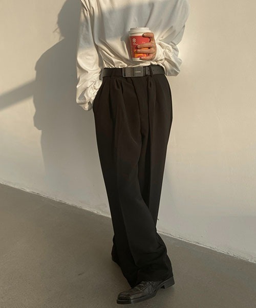 WESTBOY(ウエストボーイ)の「ダブルタックワイドスラックス WOG22S2PT07【WB ORIGINALS】(スラックス・メンズ・ブラック/ホワイト・L/M/XL)」の8枚目の写真