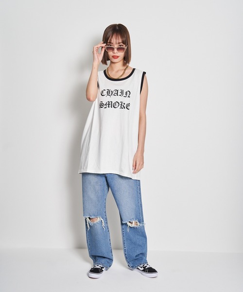 GALLIS ADDICTION（ガリスアディクション）の「GA RINGER TOP（タンクトップ・メンズ・ホワイト/グリーン/ブラック・FREE）」の4枚目の写真