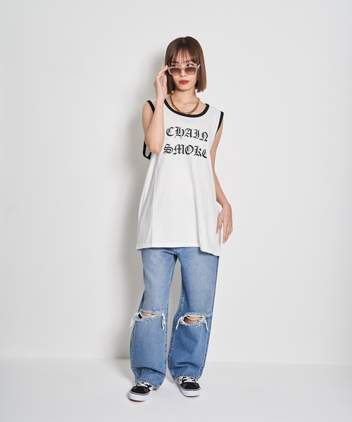 GALLIS ADDICTION（ガリスアディクション）の「GA RINGER TOP（タンクトップ・メンズ・ホワイト/グリーン/ブラック・FREE）」の5枚目の写真