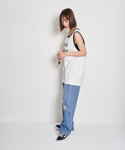GALLIS ADDICTION（ガリスアディクション）の「GA RINGER TOP（タンクトップ・メンズ・ホワイト/グリーン/ブラック・FREE）」の6枚目の写真