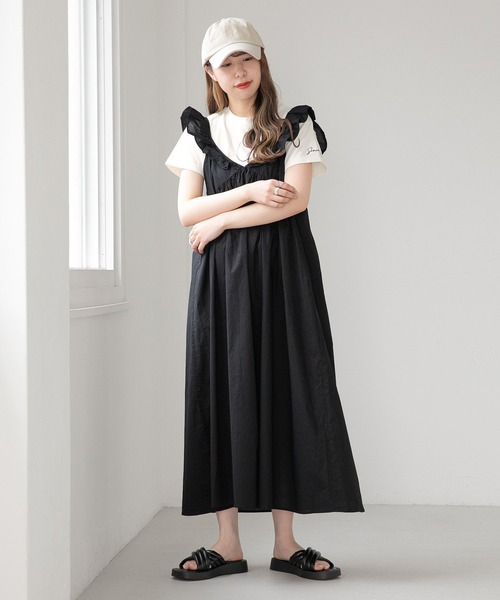 Heather(ヘザー)の「コンパクトロゴ刺繍T 283377(Tシャツ/カットソー・レディース・ホワイト×ブラック/ホワイト×レッド/ホワイト×ネイビー・FREE)」の4枚目の写真