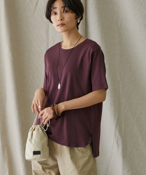 AMERICAN HOLIC(アメリカンホリック)の「Daily サイドスリットカットプルオーバー(Tシャツ/カットソー・レディース・ブラック/ブラウン/オフホワイト/ピンク/ミント/マルチ/ブルー系その他2/モカ/その他7/パープル/ブラック系その他4/ブルー・S/M/L)」の9枚目の写真