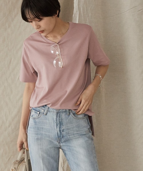 AMERICAN HOLIC(アメリカンホリック)の「Daily サイドスリットカットプルオーバー(Tシャツ/カットソー・レディース・ブラック/ブラウン/オフホワイト/ピンク/ミント/マルチ/ブルー系その他2/モカ/その他7/パープル/ブラック系その他4/ブルー・S/M/L)」の10枚目の写真