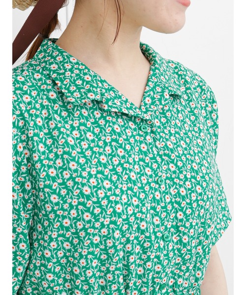 ehka sopo（エヘカソポ）の「花柄開襟ワンピース（ワンピース・レディース・ブラック/ブルー/グリーン・ﾌﾘ-）」の10枚目の写真