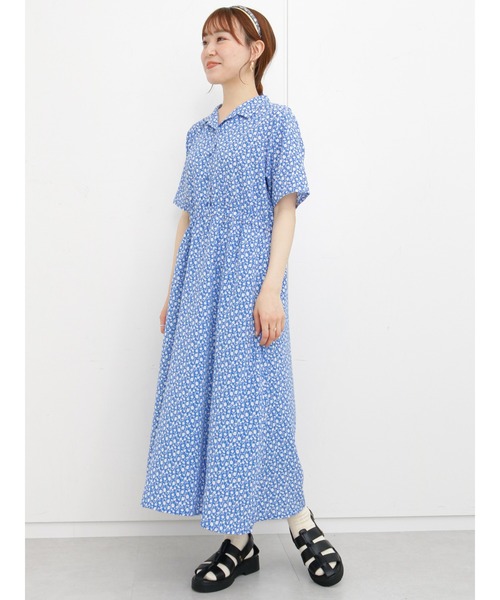 ehka sopo（エヘカソポ）の「花柄開襟ワンピース（ワンピース・レディース・ブラック/ブルー/グリーン・ﾌﾘ-）」の15枚目の写真