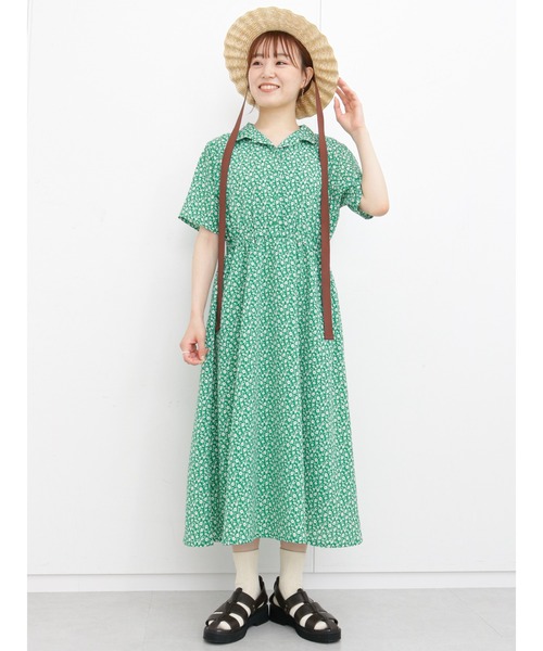 ehka sopo（エヘカソポ）の「花柄開襟ワンピース（ワンピース・レディース・ブラック/ブルー/グリーン・ﾌﾘ-）」の4枚目の写真