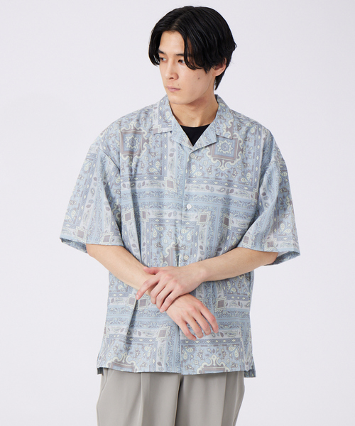 WEB限定 ビッグシルエット 総柄プリント オープンカラーシャツ(シャツ/ブラウス)|ABAHOUSE(アバハウス)