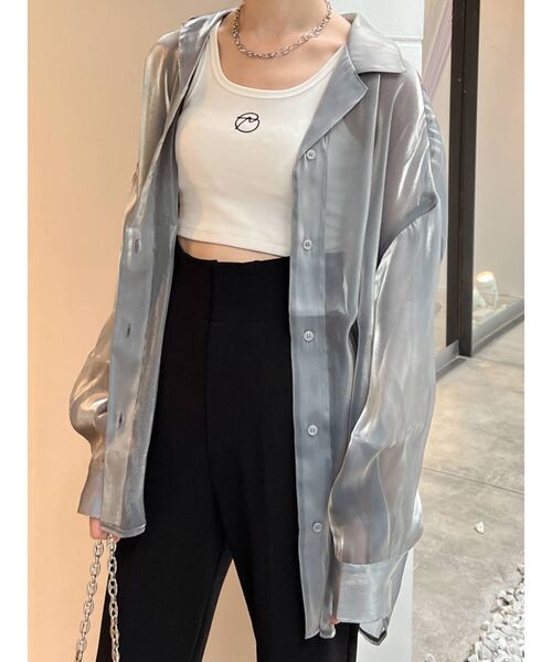 EMODA（エモダ）の「エアリールーズシャツ（シャツ/ブラウス・レディース・ホワイト/ブラック/その他/グレー・FREE）」の4枚目の写真