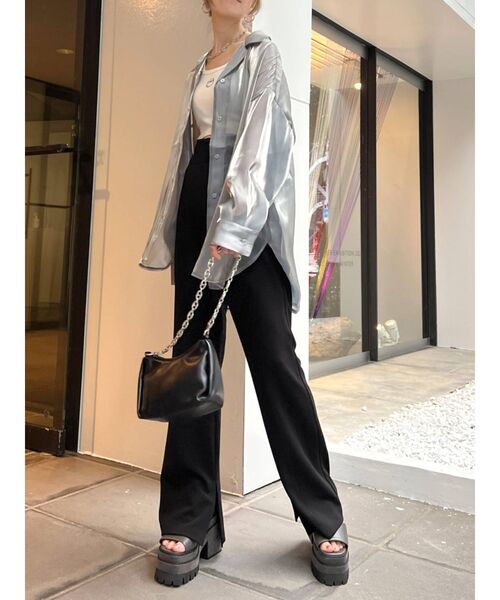 EMODA（エモダ）の「エアリールーズシャツ（シャツ/ブラウス・レディース・ホワイト/ブラック/その他/グレー・FREE）」の7枚目の写真