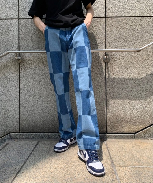 Oriens JOURNAL STANDARD(オリエンス ジャーナルスタンダード)の「※22SSキャリー回収分※チェッカーデニムパンツ(デニムパンツ・メンズ・ブラック/ブルー系その他・MEDIUM/LARGE)」の1枚目の写真