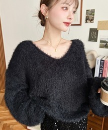 【美品】Sov. チュールバルーンスリーブニット黒 バルーンスリーブ ニット」に該当するレディースのトップス