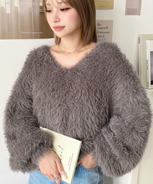 超美品COGTHEBIGSMOKE グレー ニット バルーンスリーブ バルーンスリーブニット トップス ニット レディース 春 秋 M 5