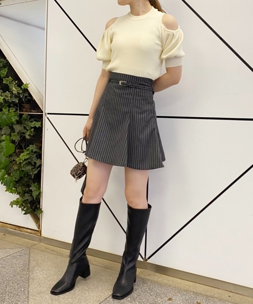 one after another NICE CLAUP(ワンアフターアナザーナイスクラップ)の「ベルトセット フレアミニスカート(スカート・レディース・ブラック/アイボリー/グレー/ブラウン・FREE)」の5枚目の写真