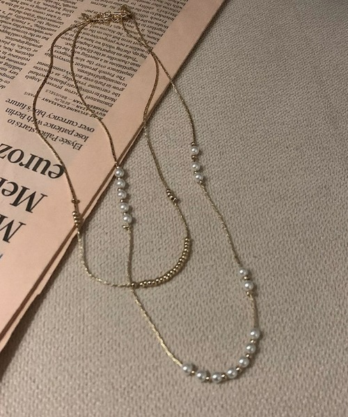 LAC-VERT（ラック・ヴェール）の「ゴールドダブルパールネックレス（ネックレス・レディース・ゴールド・FREE）」の6枚目の写真