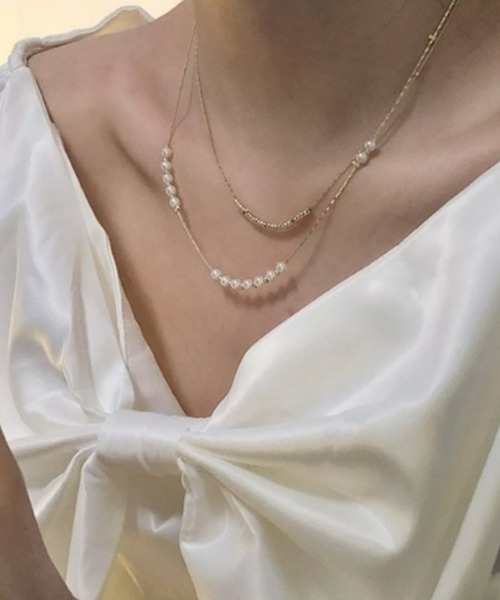 LAC-VERT（ラック・ヴェール）の「ゴールドダブルパールネックレス（ネックレス・レディース・ゴールド・FREE）」の8枚目の写真