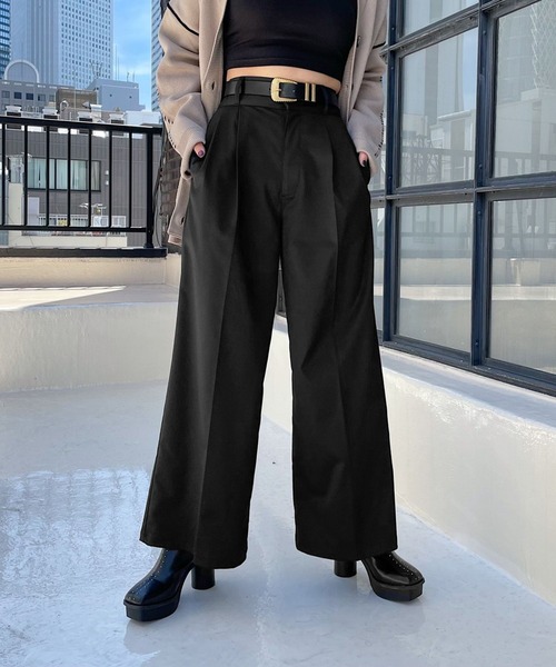 PAGEBOY(ページボーイ)の「交織ツイルワイドパンツ(その他パンツ・レディース・ブラック/モカ/グレイッシュベージュ・FREE)」の5枚目の写真