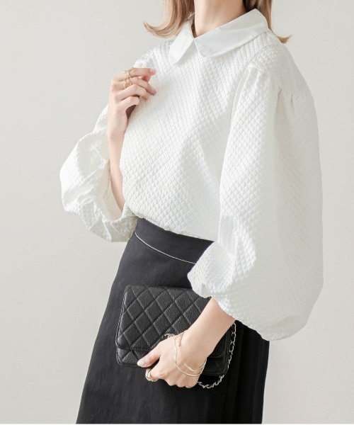 AMELY（エミリー）の「ボリュームスリーブトップス（シャツ/ブラウス・レディース・ブラック/ホワイト/グリーン/グレイッシュベージュ/グレー/イエロー/ピンク・フリー）」の21枚目の写真