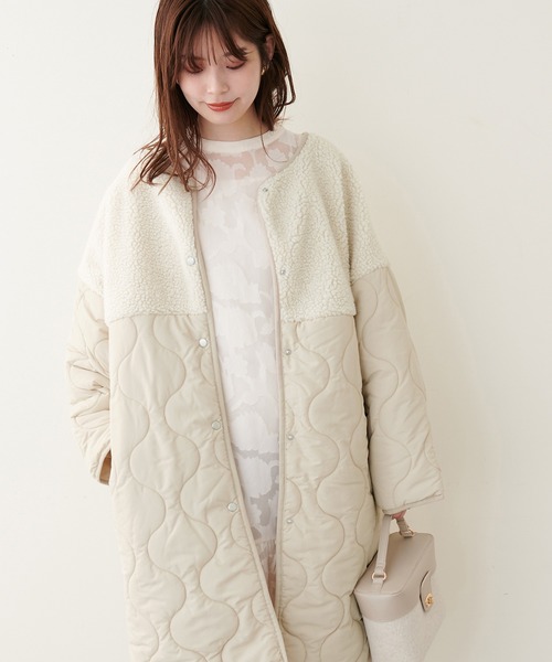 natural couture（ナチュラルクチュール）の「ボア切替中綿コート（ダウンジャケット/コート・レディース・ブラック/オリーブ/アイボリー・FREE）」の19枚目の写真