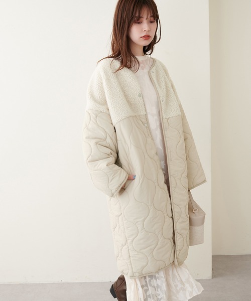 natural couture（ナチュラルクチュール）の「ボア切替中綿コート（ダウンジャケット/コート・レディース・ブラック/オリーブ/アイボリー・FREE）」の13枚目の写真