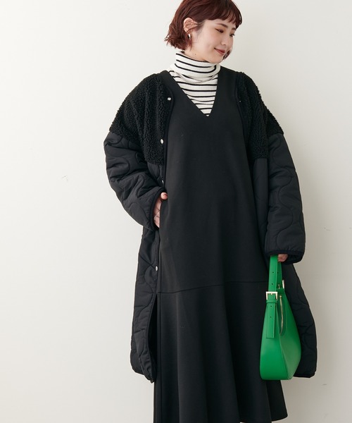 natural couture（ナチュラルクチュール）の「ボア切替中綿コート（ダウンジャケット/コート・レディース・ブラック/オリーブ/アイボリー・FREE）」の11枚目の写真