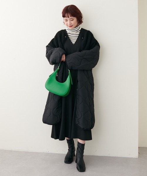 natural couture（ナチュラルクチュール）の「ボア切替中綿コート（ダウンジャケット/コート・レディース・ブラック/オリーブ/アイボリー・FREE）」の22枚目の写真