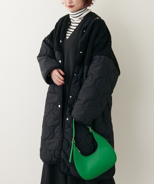 natural couture（ナチュラルクチュール）の「ボア切替中綿コート（ダウンジャケット/コート・レディース・ブラック/オリーブ/アイボリー・FREE）」の7枚目の写真