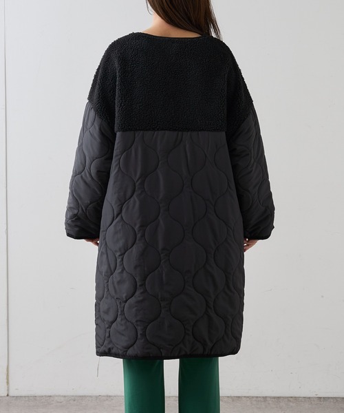 natural couture（ナチュラルクチュール）の「ボア切替中綿コート（ダウンジャケット/コート・レディース・ブラック/オリーブ/アイボリー・FREE）」の8枚目の写真