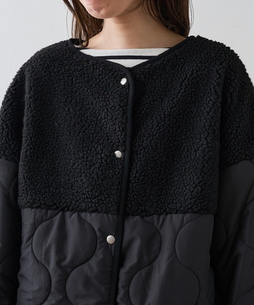 natural couture（ナチュラルクチュール）の「ボア切替中綿コート（ダウンジャケット/コート・レディース・ブラック/オリーブ/アイボリー・FREE）」の12枚目の写真