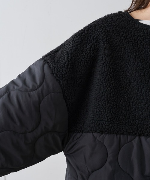 natural couture（ナチュラルクチュール）の「ボア切替中綿コート（ダウンジャケット/コート・レディース・ブラック/オリーブ/アイボリー・FREE）」の6枚目の写真