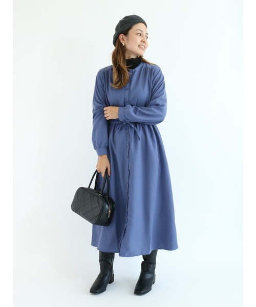 Te chichi TERRASSE（テチチテラス）の「ウエストギャザーワンピース（ワンピース・レディース・ネイビー/キャメル/ブルー・ﾌﾘ-）」の3枚目の写真