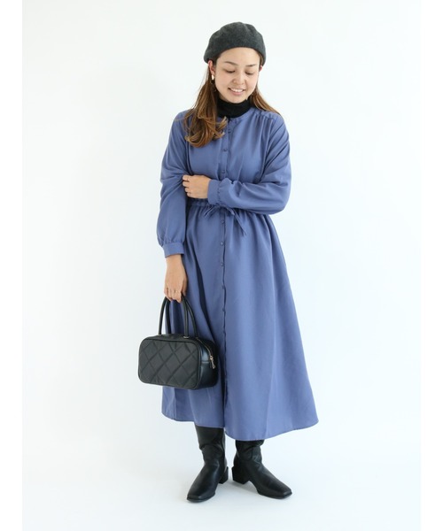 Te chichi TERRASSE（テチチテラス）の「ウエストギャザーワンピース（ワンピース・レディース・ネイビー/キャメル/ブルー・ﾌﾘ-）」の5枚目の写真