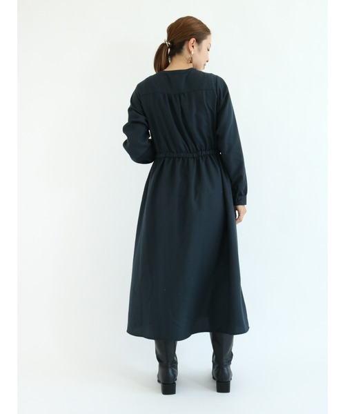Te chichi TERRASSE（テチチテラス）の「ウエストギャザーワンピース（ワンピース・レディース・ネイビー/キャメル/ブルー・ﾌﾘ-）」の9枚目の写真