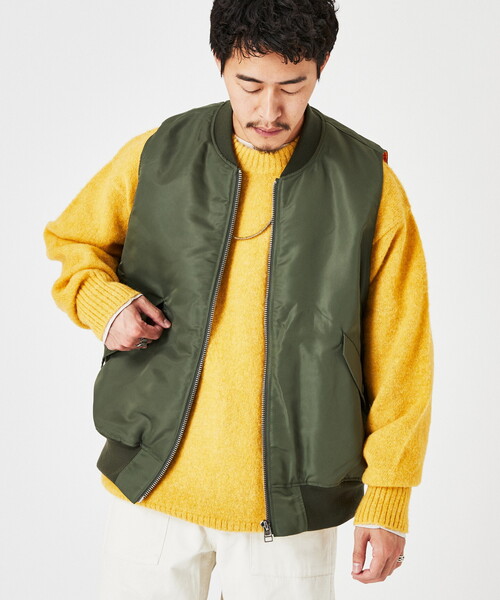 B.C STOCK（ベーセーストック）の「MA-1 ミリタリーベスト（ブルゾン・メンズ・ブラック/カーキ・MEDIUM/LARGE）」の8枚目の写真