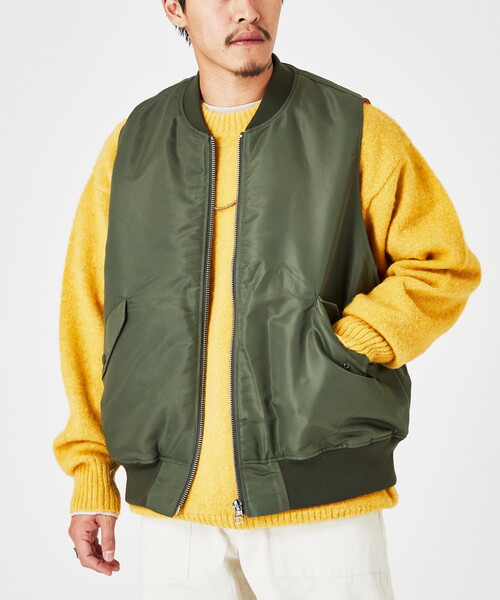 B.C STOCK（ベーセーストック）の「MA-1 ミリタリーベスト（ブルゾン・メンズ・ブラック/カーキ・MEDIUM/LARGE）」の19枚目の写真