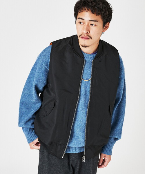 B.C STOCK（ベーセーストック）の「MA-1 ミリタリーベスト（ブルゾン・メンズ・ブラック/カーキ・MEDIUM/LARGE）」の9枚目の写真