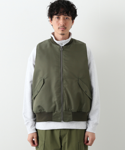B.C STOCK（ベーセーストック）の「MA-1 ミリタリーベスト（ブルゾン・メンズ・ブラック/カーキ・MEDIUM/LARGE）」の18枚目の写真