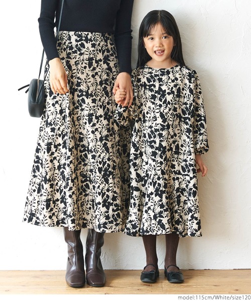 セール】キッズ親子お揃い花柄裾フレアワンピース（ワンピース）｜coca