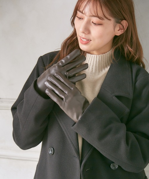 Honeys（ハニーズ）の「フェイクレザー手袋（手袋・レディース・ブラック/ダークブラウン/キャメル・FREE）」の4枚目の写真