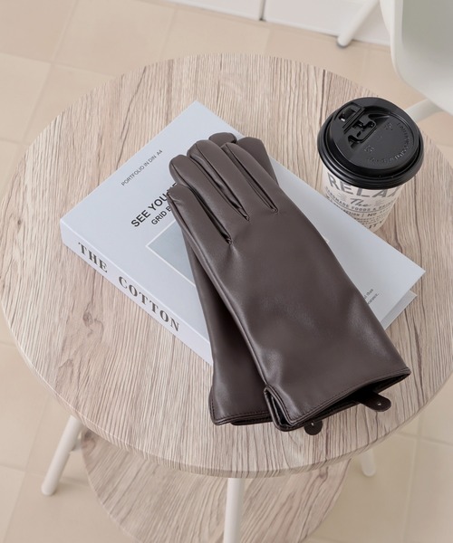 Honeys（ハニーズ）の「フェイクレザー手袋（手袋・レディース・ブラック/ダークブラウン/キャメル・FREE）」の9枚目の写真