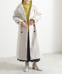 Fizz | 【Fizz/フィズ】　ウールライク ベルト付きダブルボタンロングコート(トレンチコート)