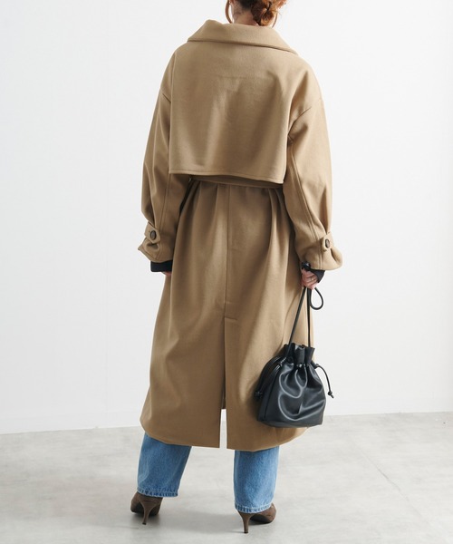 Fizz(フィズ)の「【Fizz/フィズ】 ウールライク ベルト付きダブルボタンロングコート(トレンチコート・レディース・ベージュ/アイボリー/ブラック/ブルー・M)」の7枚目の写真