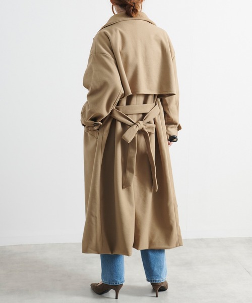 Fizz(フィズ)の「【Fizz/フィズ】 ウールライク ベルト付きダブルボタンロングコート(トレンチコート・レディース・ベージュ/アイボリー/ブラック/ブルー・M)」の9枚目の写真