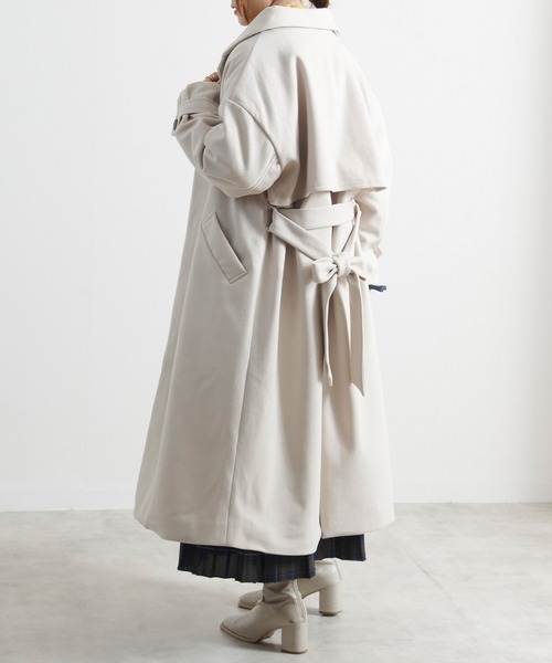 Fizz(フィズ)の「【Fizz/フィズ】 ウールライク ベルト付きダブルボタンロングコート(トレンチコート・レディース・ベージュ/アイボリー/ブラック/ブルー・M)」の11枚目の写真