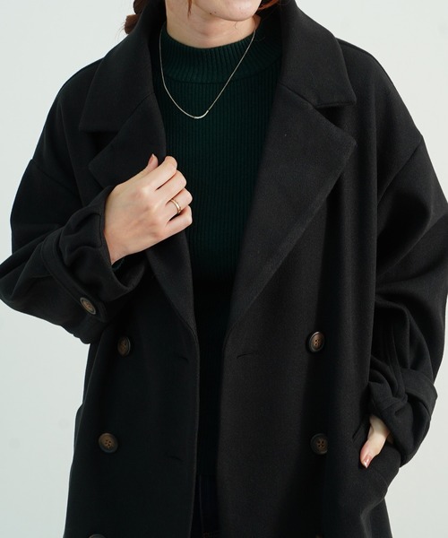 Fizz(フィズ)の「【Fizz/フィズ】 ウールライク ベルト付きダブルボタンロングコート(トレンチコート・レディース・ベージュ/アイボリー/ブラック/ブルー・M)」の17枚目の写真