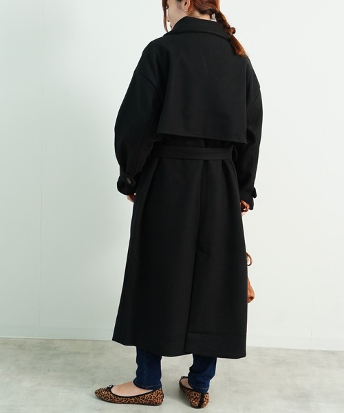 Fizz(フィズ)の「【Fizz/フィズ】 ウールライク ベルト付きダブルボタンロングコート(トレンチコート・レディース・ベージュ/アイボリー/ブラック/ブルー・M)」の20枚目の写真